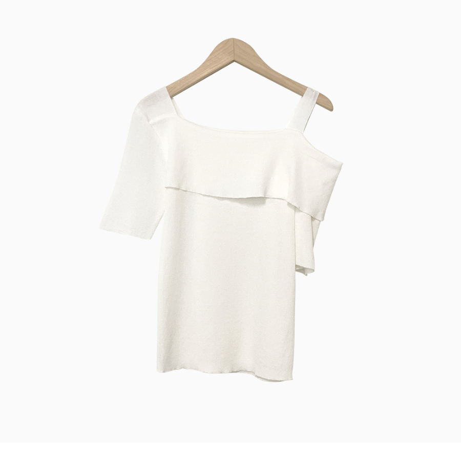 SHOULDER OFF – Short Sleeve Knit Top
