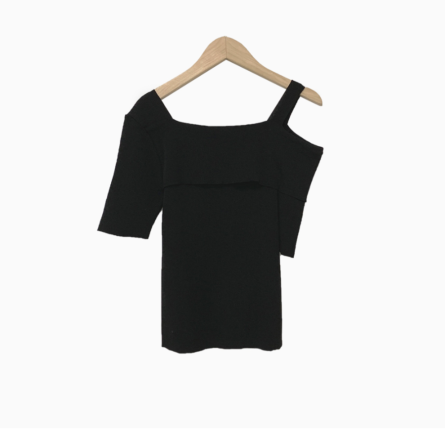 SHOULDER OFF – Short Sleeve Knit Top
