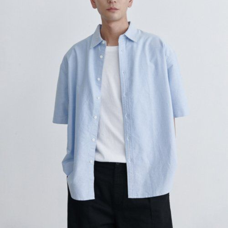 Musinsa Standard Oversized Oxford Short Sleeve Shirt – Sky Blue