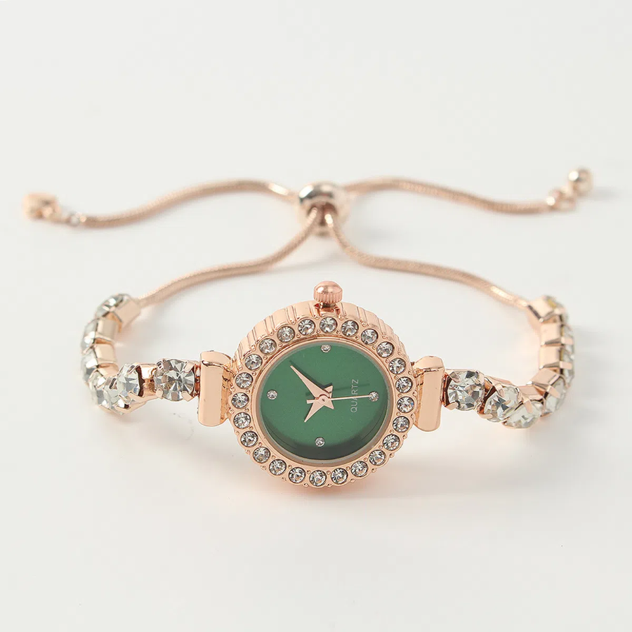 Slide Metal Watch (Green) — женские наручные часы в металлическом корпусе с минималистичным дизайном и акцентным зелёным циферблатом