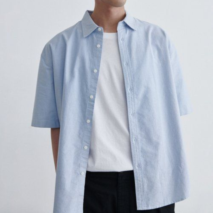 Musinsa Standard Oversized Oxford Short Sleeve Shirt – Sky Blue