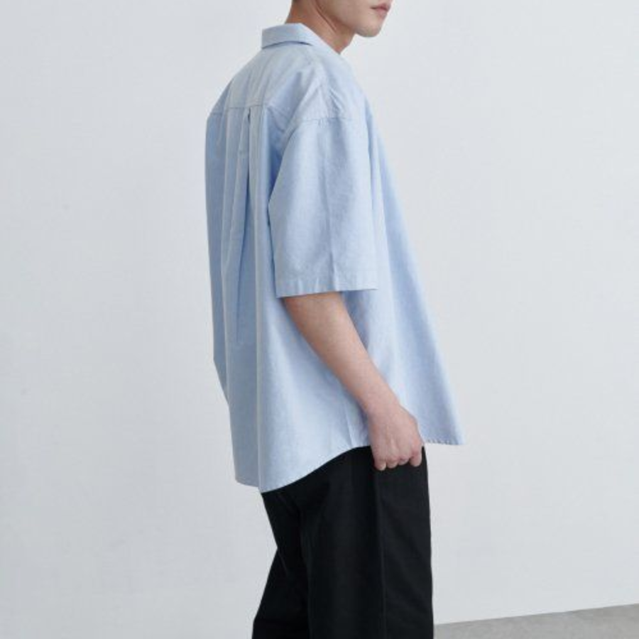 Musinsa Standard Oversized Oxford Short Sleeve Shirt – Sky Blue