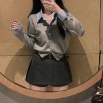 Мини-юбка-шорты с разрезом и ремнём в комплекте