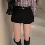 Мини-юбка-шорты с разрезом и ремнём в комплекте