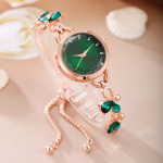 Slide Women’s Analog Watch (Green) — женские аналоговые наручные часы с зелёным циферблатом и элегантным металлическим браслетом