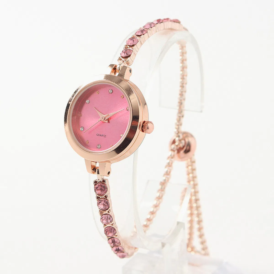 Slide Women’s Wristwatch (Pink) — женские наручные часы с розовым циферблатом и изящным металлическим браслетом