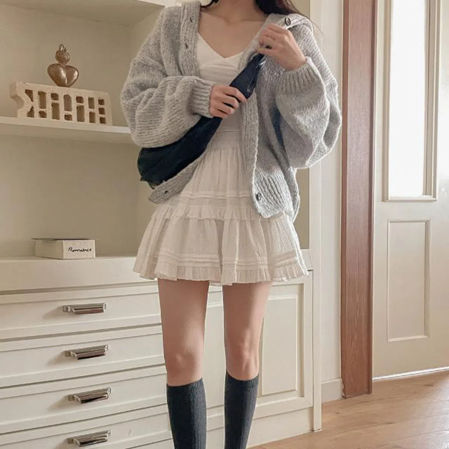 Мини-юбка с воланами и встроенными шортами