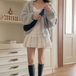 Мини-юбка с воланами и встроенными шортами