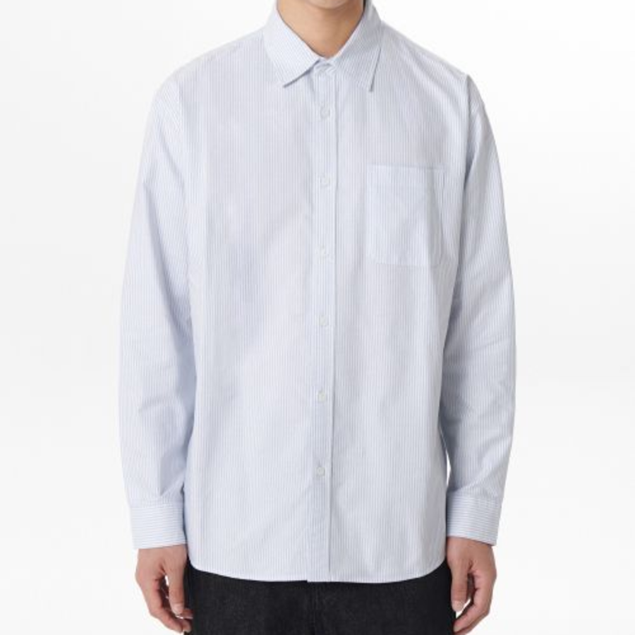 Musinsa Standard Relaxed Fit Oxford Shirt – Blue/Stripe