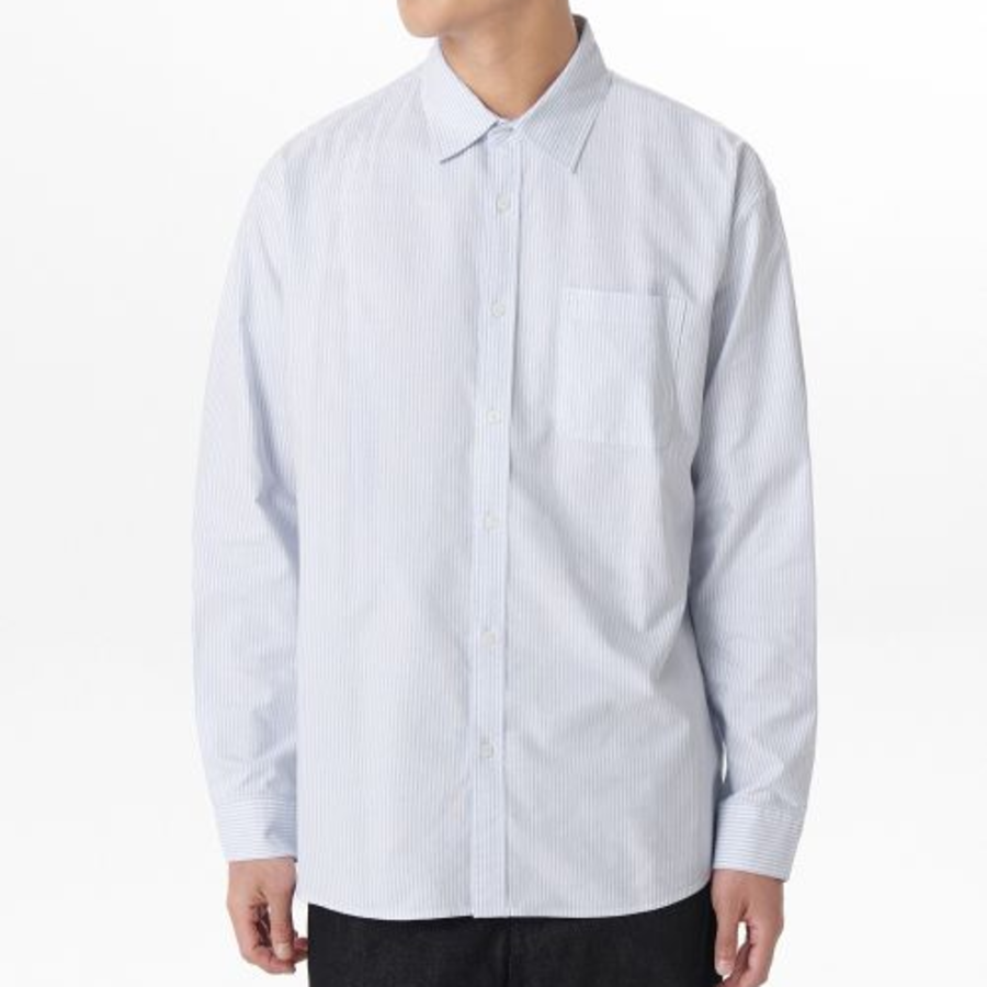 Musinsa Standard Relaxed Fit Oxford Shirt – Blue/Stripe