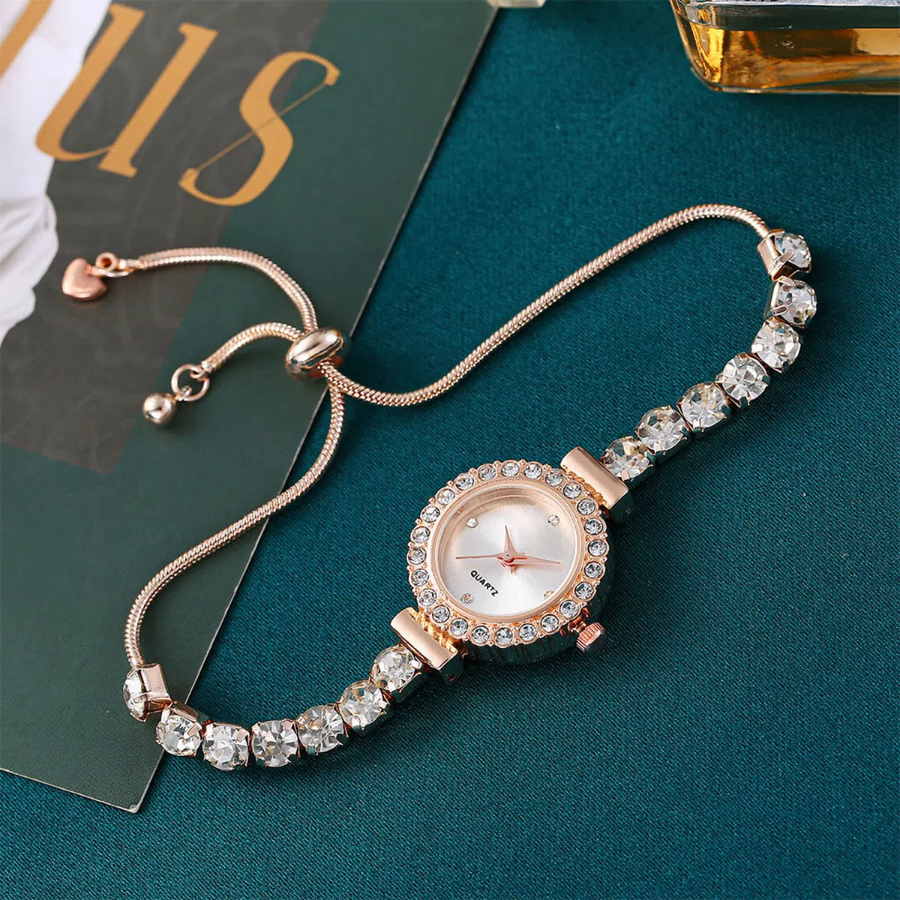 Slide Women’s Wristwatch (White) — женские наручные часы с белым циферблатом и изящным металлическим браслетом