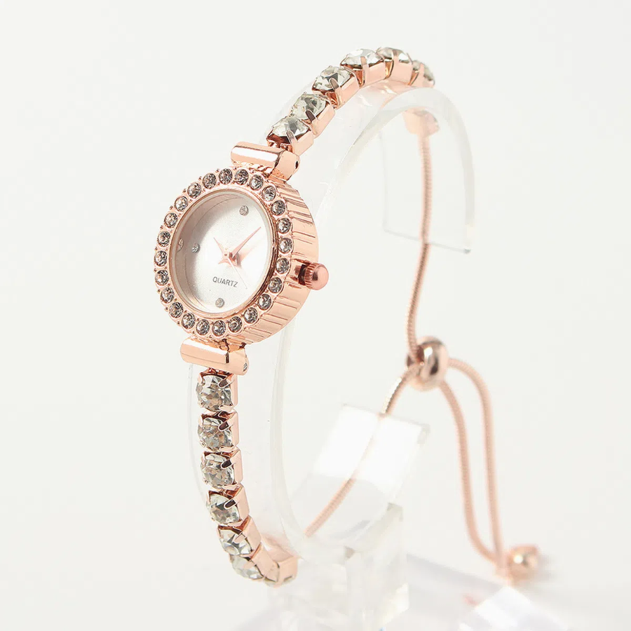 Slide Women’s Wristwatch (White) — женские наручные часы с белым циферблатом и изящным металлическим браслетом