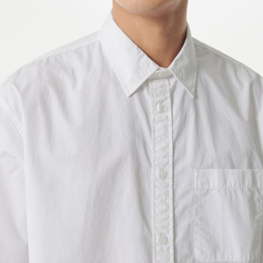 Musinsa Standard Relaxed Washed Poplin Short Sleeve Shirt – White