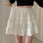 Мини-юбка с кружевом и оборками