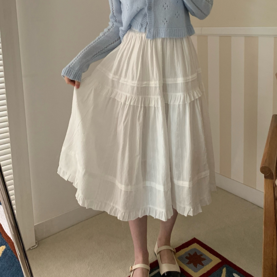 Мини-юбка с кружевом и оборками