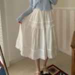 Мини-юбка с кружевом и оборками