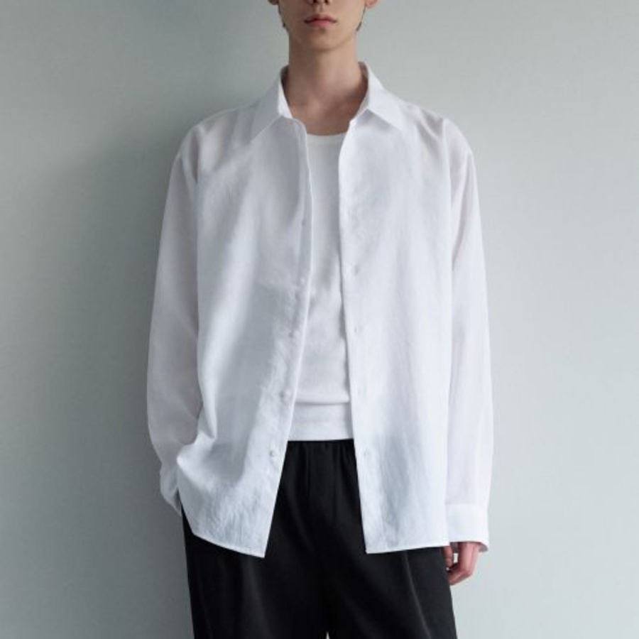 Musinsa Standard Relaxed Linen-Like Shirt – White