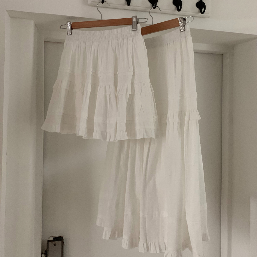 Мини-юбка с кружевом и оборками