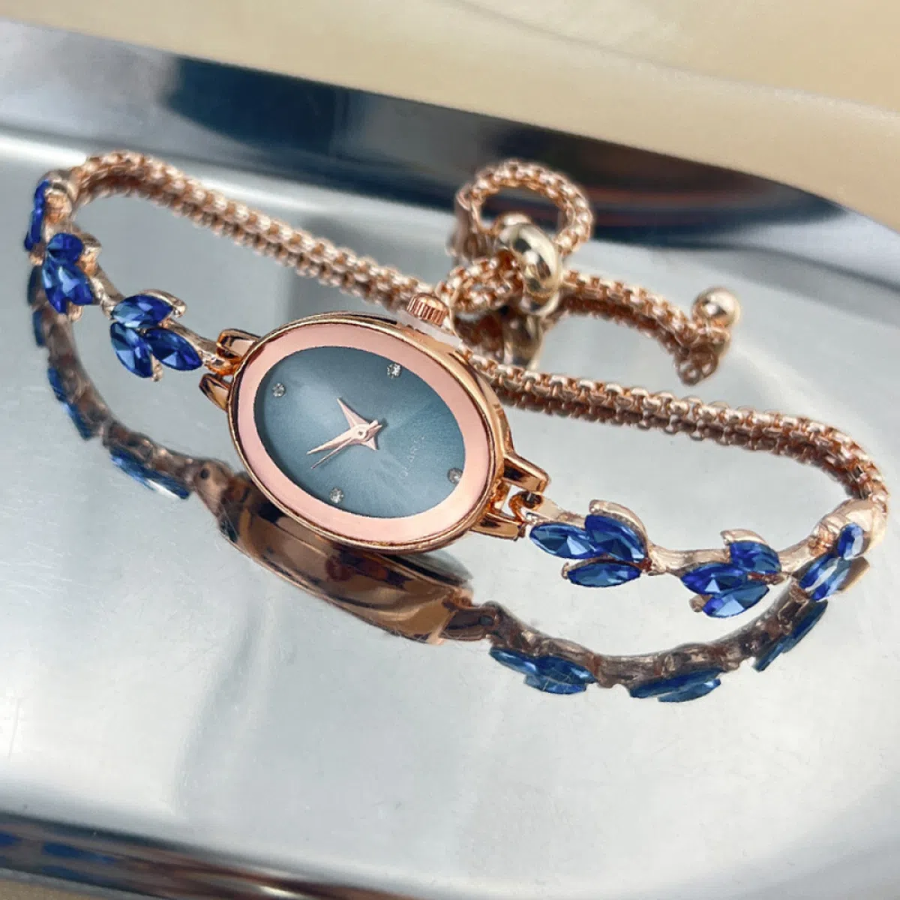 Karin Slide Women’s Wristwatch (Blue) — женские наручные часы с металлическим браслетом и элегантным синим циферблатом