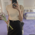 ARCO – Mock Neck Cap Sleeve Soft Knit