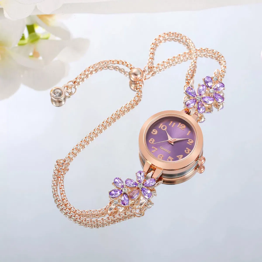 Daisy Slide Women’s Wristwatch (Purple) — женские наручные часы с изящным дизайном и фиалковым оттенком циферблата