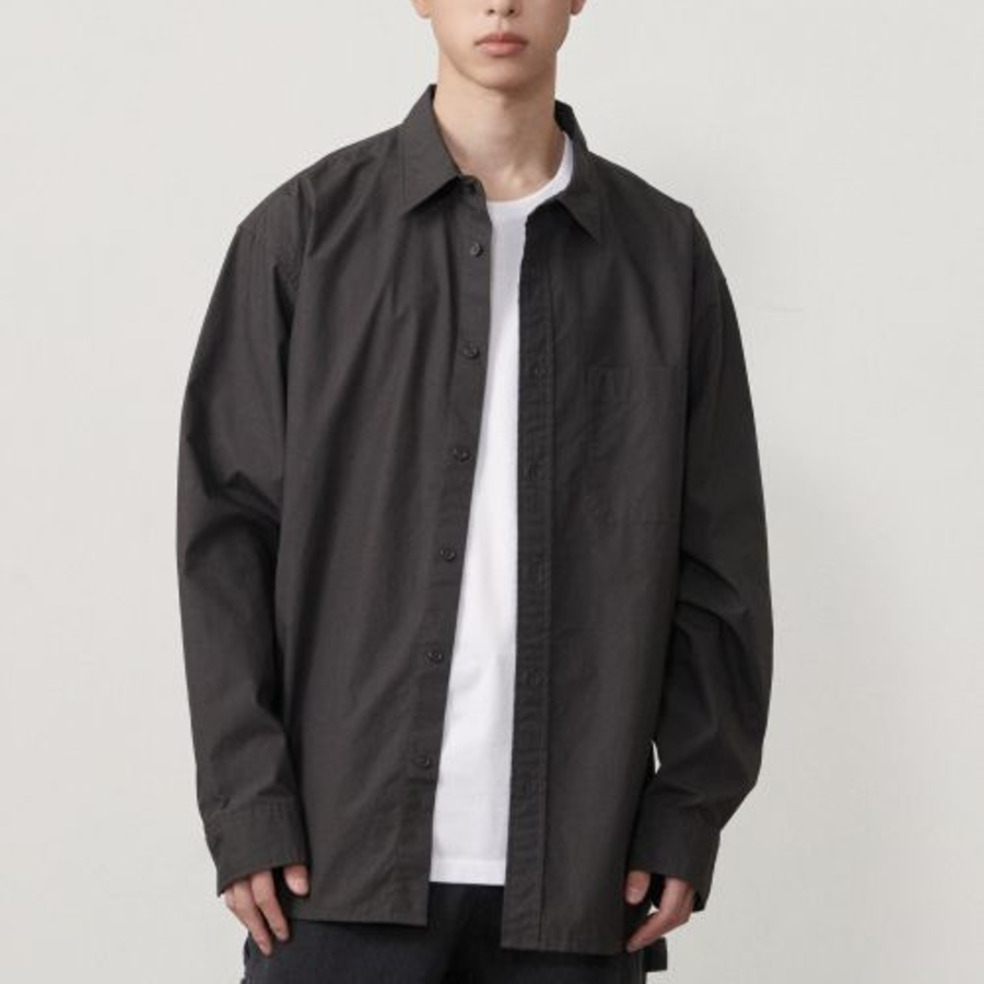 Musinsa Standard Relaxed Washed Poplin Shirt – Gunmetal