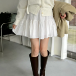 Мини-юбка из жатого сатина с ярусами