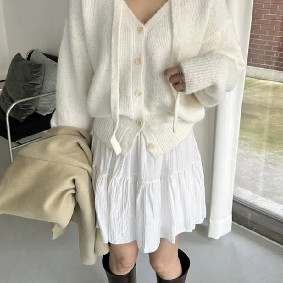 Мини-юбка из жатого сатина с ярусами