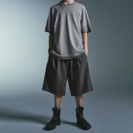 Pigment One-Tuck Bermuda Sweat Pants [Charcoal Gray]
