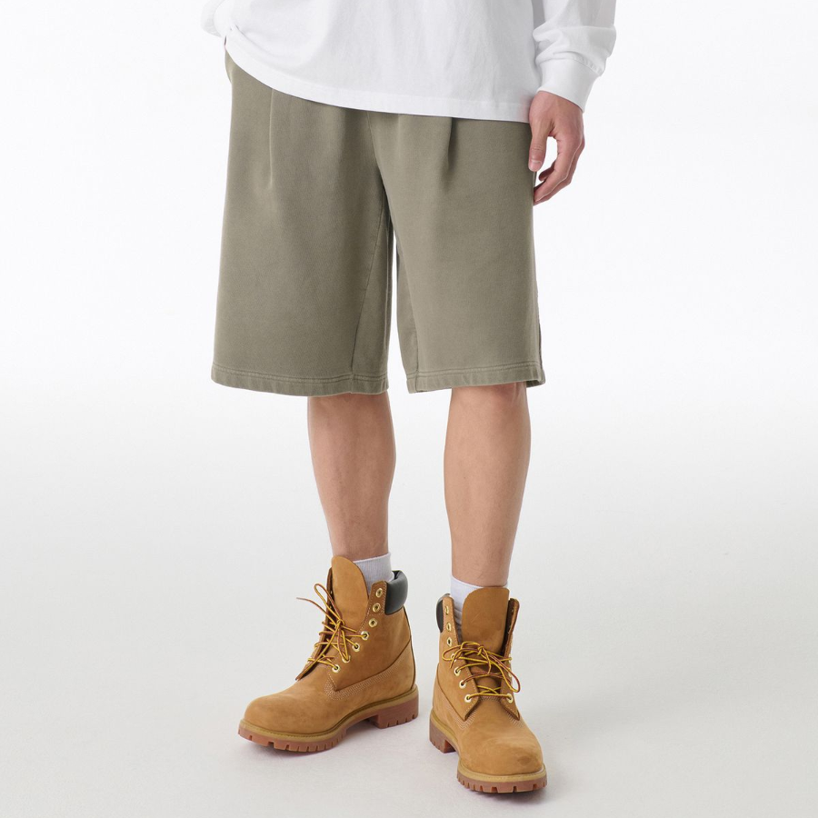 Pigment One-Tuck Bermuda Sweat Pants [Khaki]