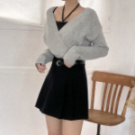 Многослойная мини-юбка-шорты с защипами в стиле old money