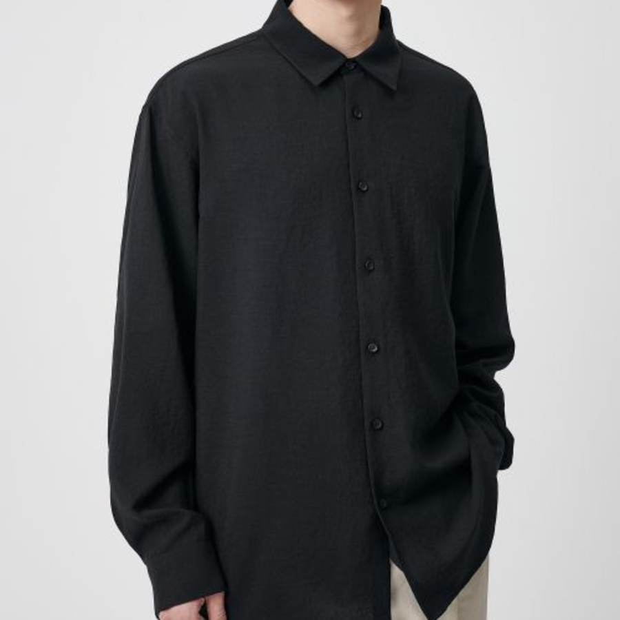 Musinsa Standard Relaxed Linen-Like Shirt – Black