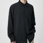 Musinsa Standard Relaxed Linen-Like Shirt – Black
