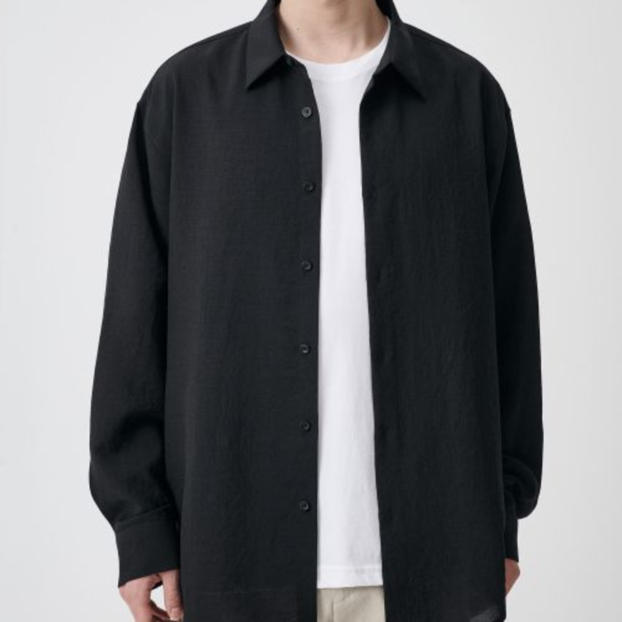 Musinsa Standard Relaxed Linen-Like Shirt – Black