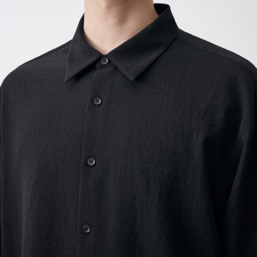 Musinsa Standard Relaxed Linen-Like Shirt – Black