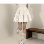 Мини-юбка с воланами и принтом в горох