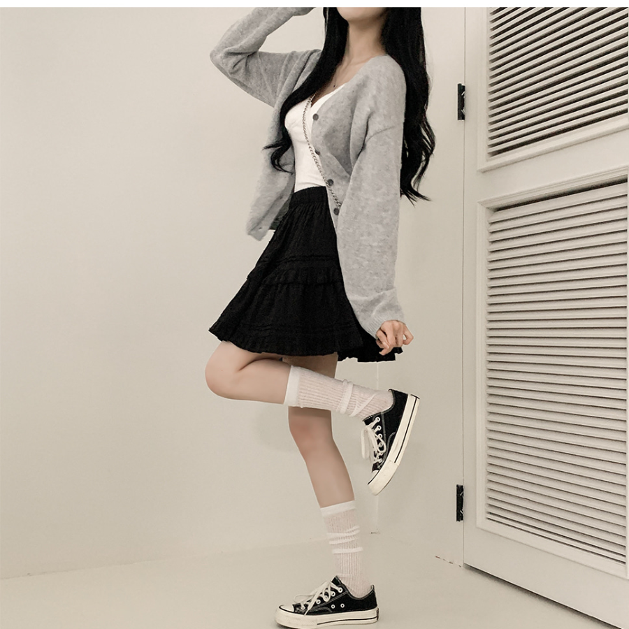 Мини-юбка с воланами и принтом в горох