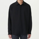 Musinsa Standard Relaxed Linen-Like Tunic Shirt – Black