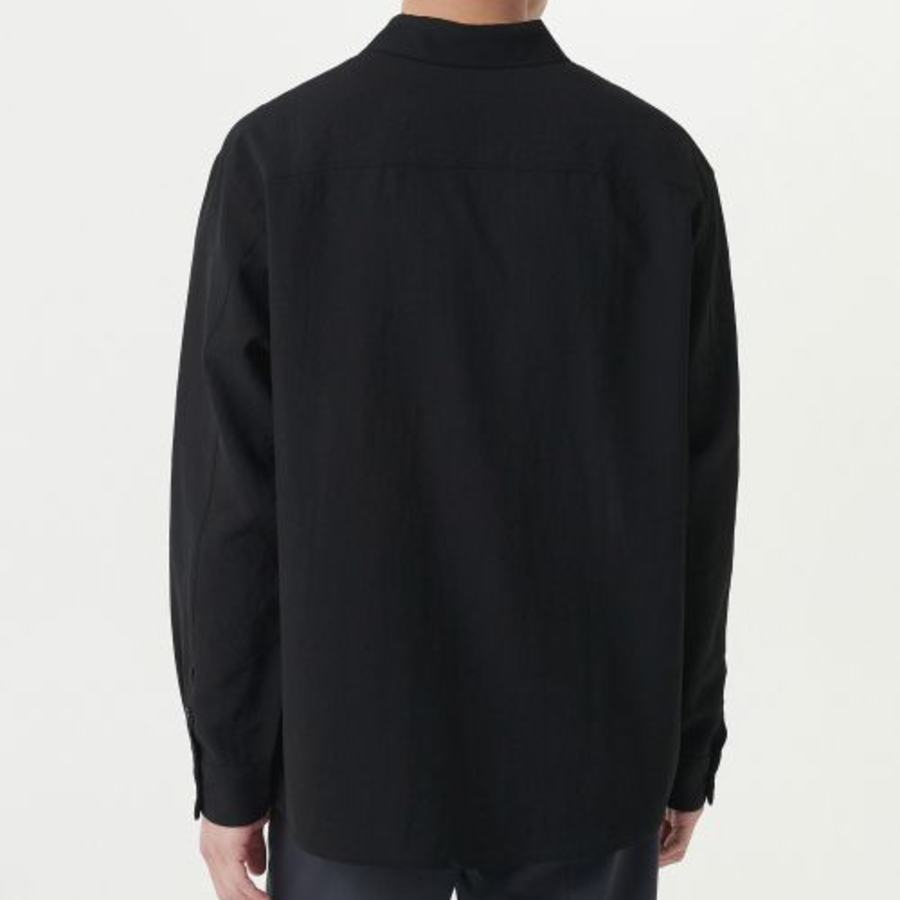 Musinsa Standard Relaxed Linen-Like Tunic Shirt – Black