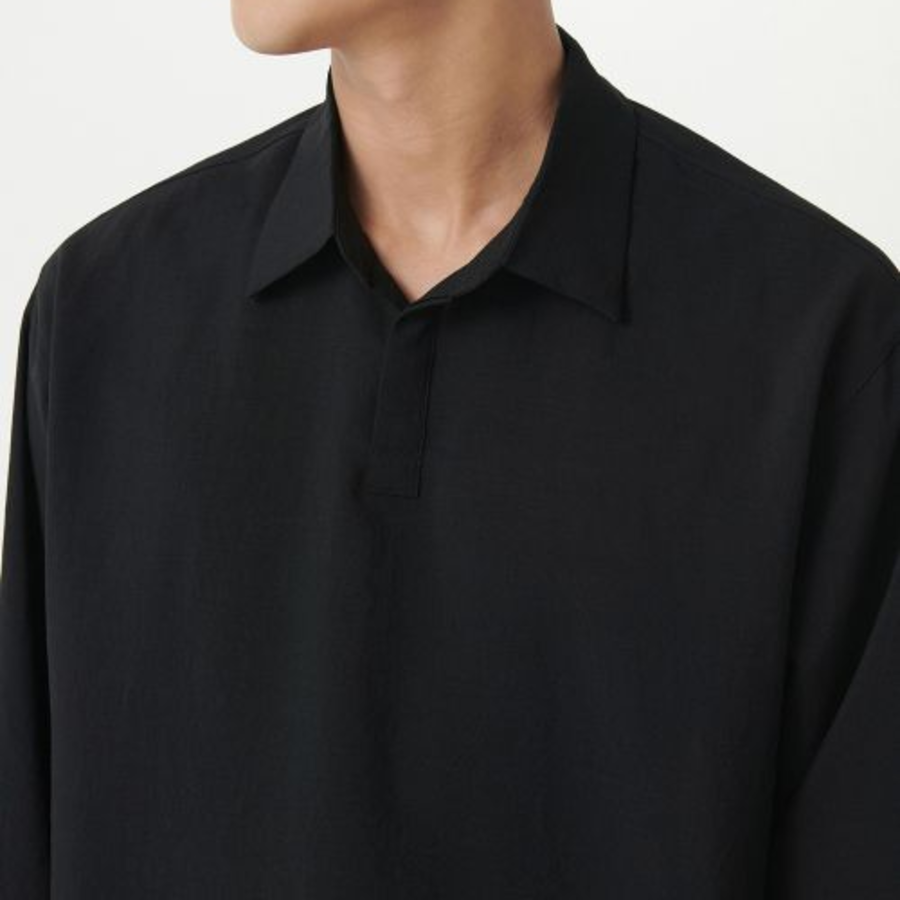 Musinsa Standard Relaxed Linen-Like Tunic Shirt – Black