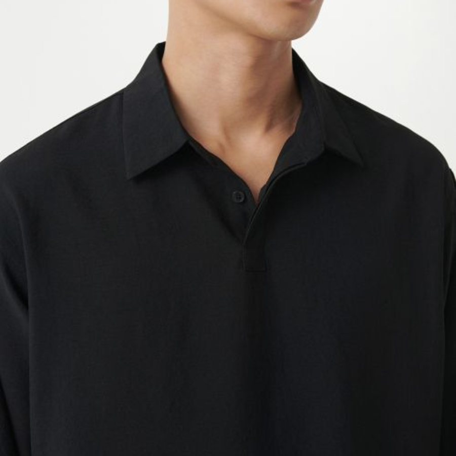 Musinsa Standard Relaxed Linen-Like Tunic Shirt – Black