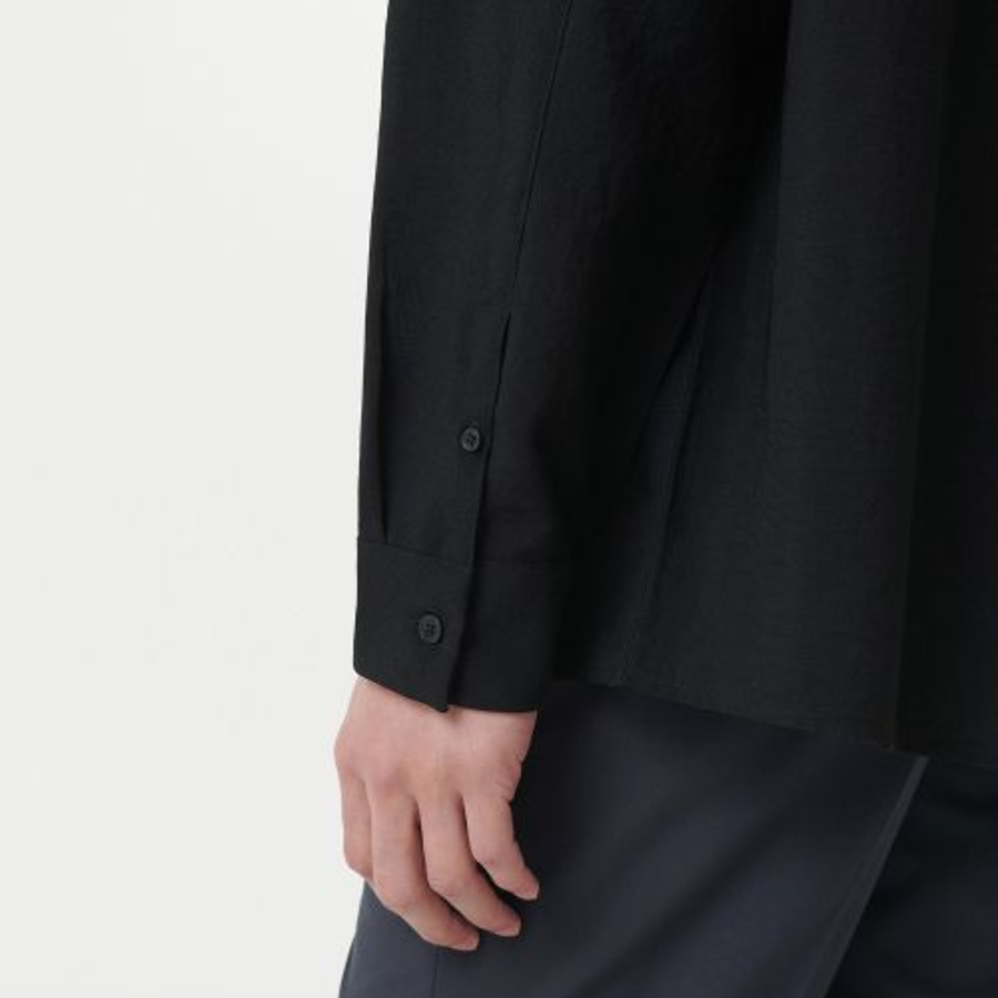 Musinsa Standard Relaxed Linen-Like Tunic Shirt – Black