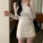 Полупрозрачная юбка с вышивкой в виде бантиков