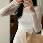 Полупрозрачная юбка с вышивкой в виде бантиков