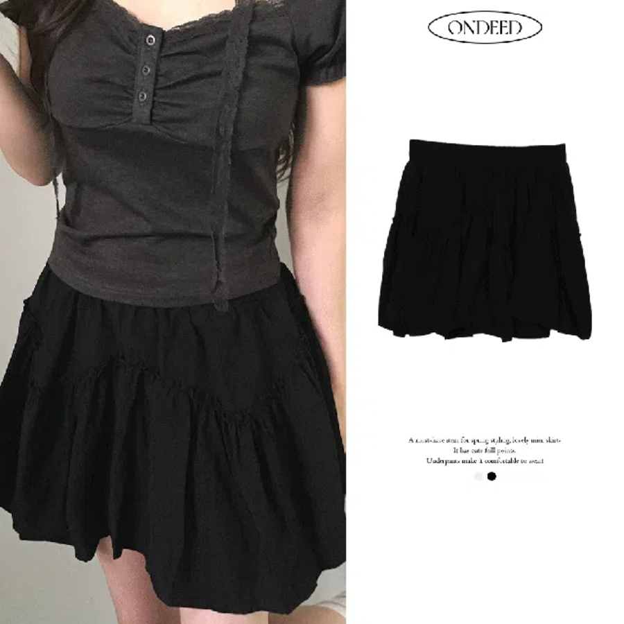 Мини-юбка с воланами и встроенными шортами