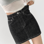 Мини-юбка-шорты из необработанного денима с эластичным поясом