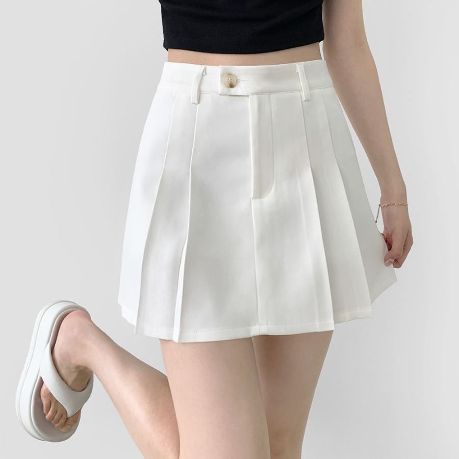 Мини-юбка-шорты А-силуэта с внутренними пуговицами