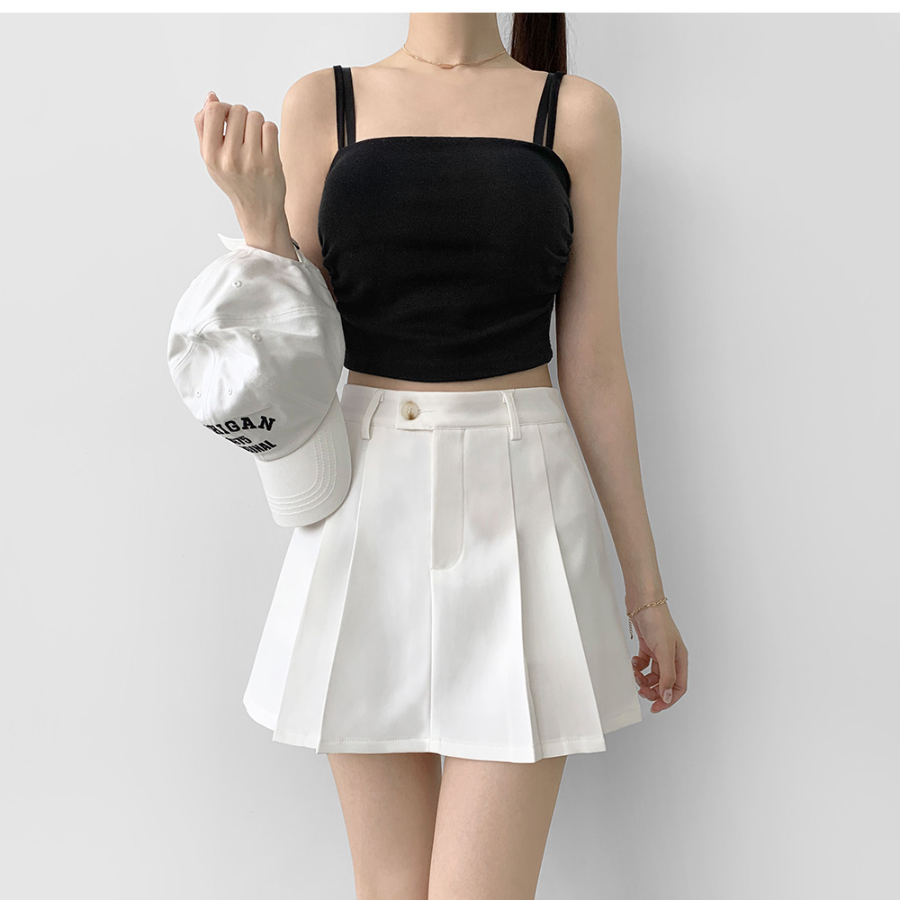 Мини-юбка-шорты А-силуэта с внутренними пуговицами