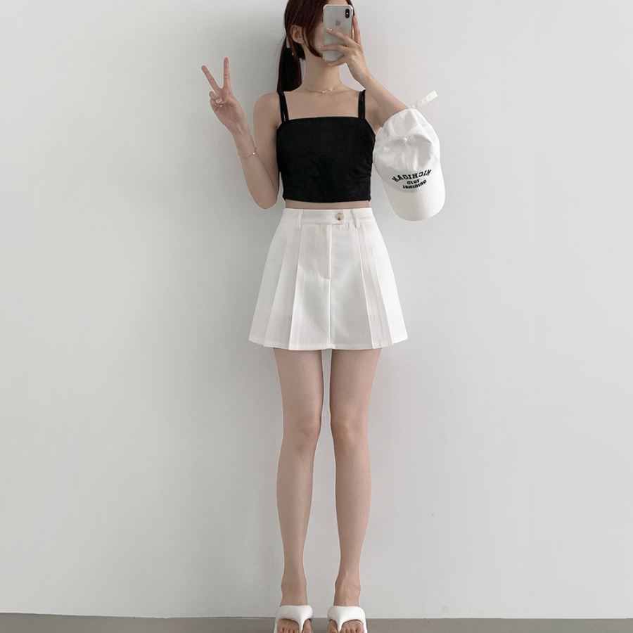 Мини-юбка-шорты А-силуэта с внутренними пуговицами