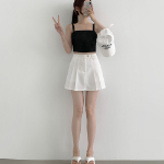 Мини-юбка-шорты А-силуэта с внутренними пуговицами